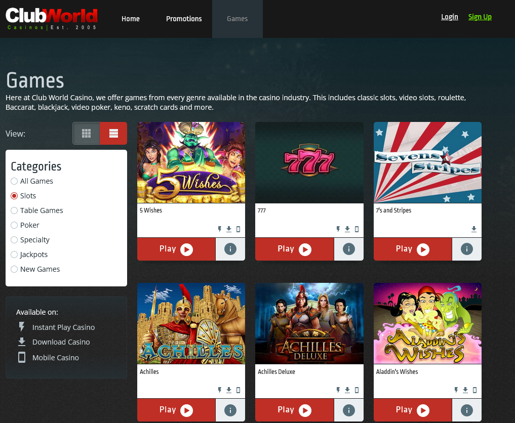 Club
                                World Casinos